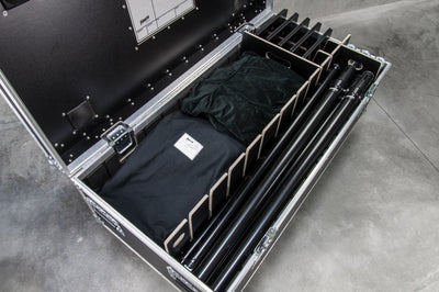 1200 short road case transporting drape support kit